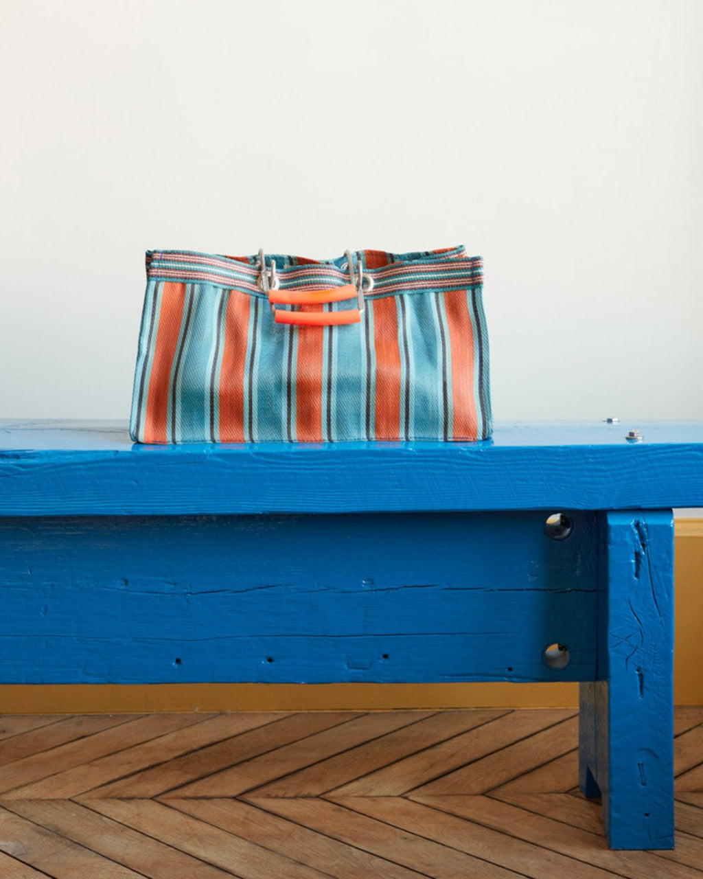 Puebco - Rectangular basket - Orange & Blue
