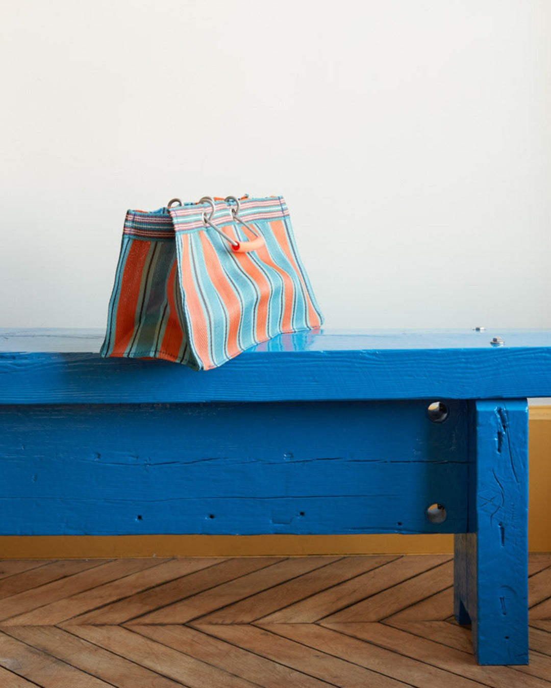 Puebco - Rectangular basket - Orange & Blue