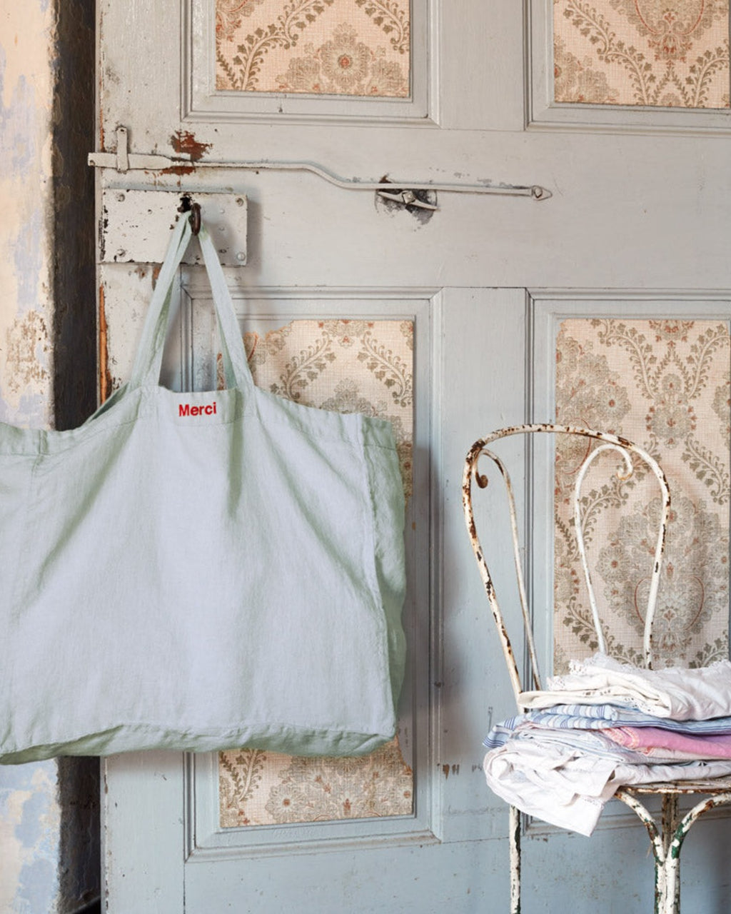 Merci - Washed linen Merci shopping bag - Vesuvius Grey