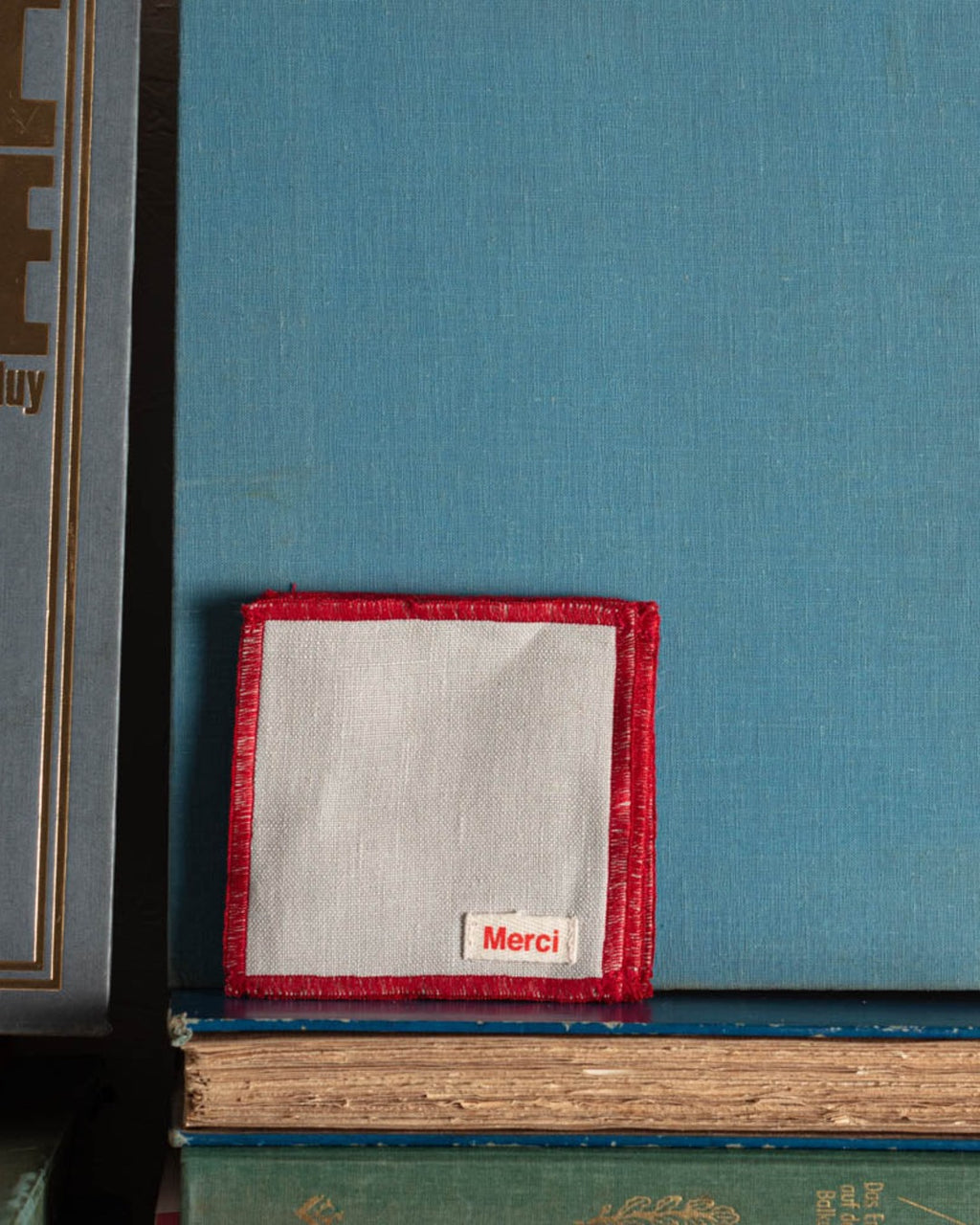 Merci - Set of 6 washed linen coasters - Stone