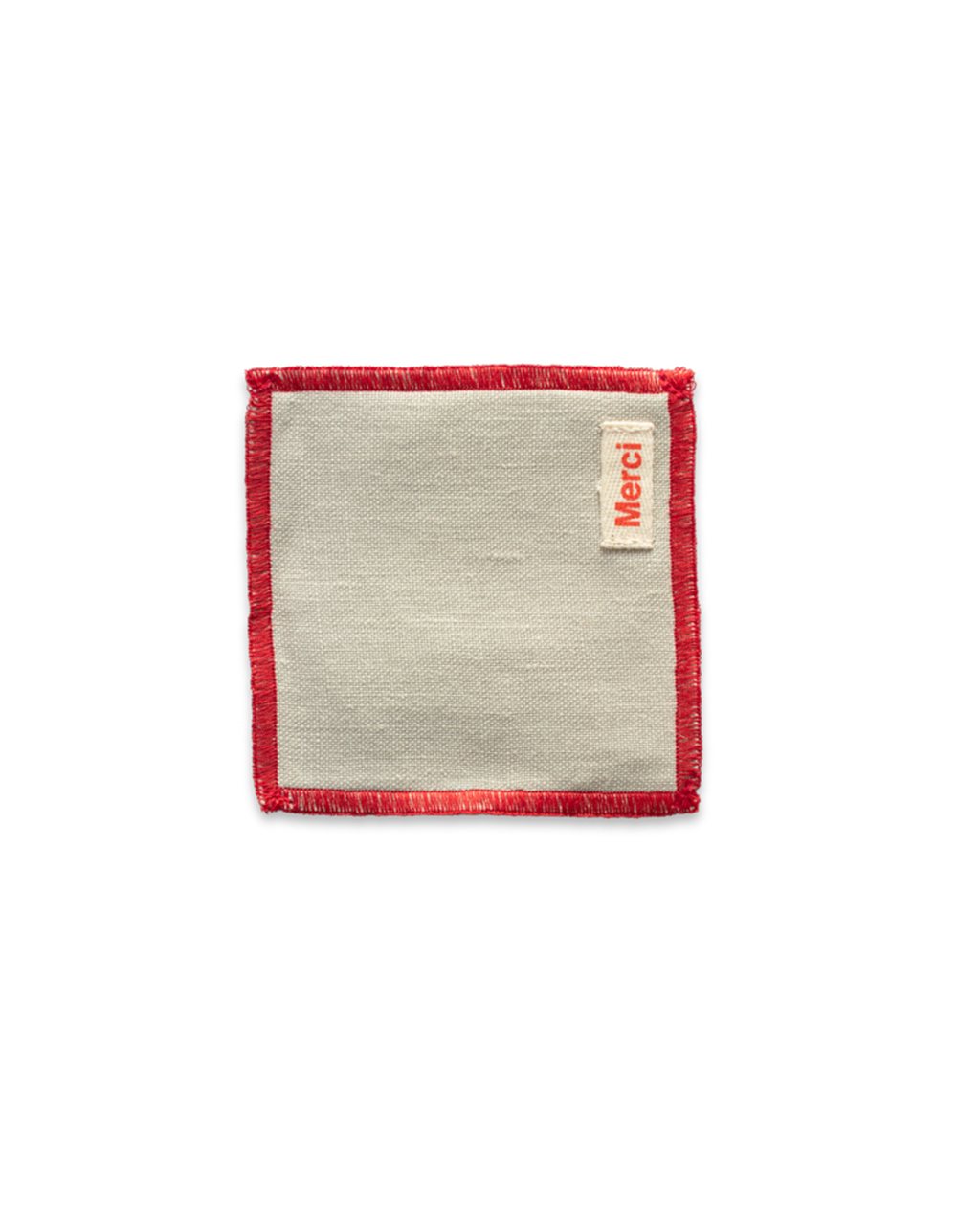 Merci - Set of 6 washed linen coasters - Stone