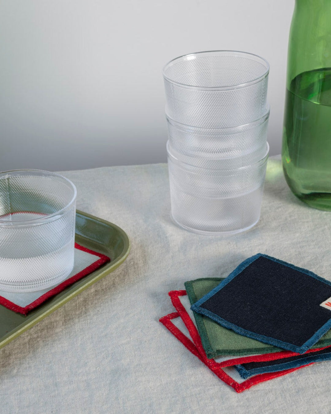 Merci - Ensemble De 6 Dessous De Verre En Lin Lavé - Bleu Encre