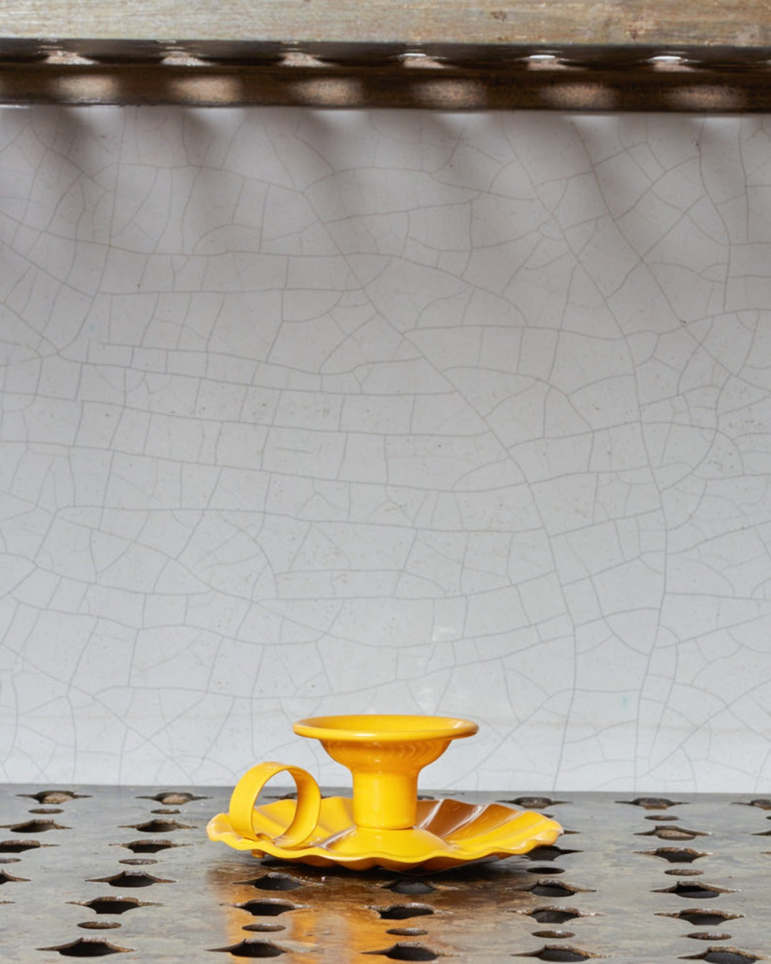 Italo Ottinetti - Aluminum candle holder - Yellow