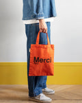 Merci - Tote Bag En Coton - Orange & Marron