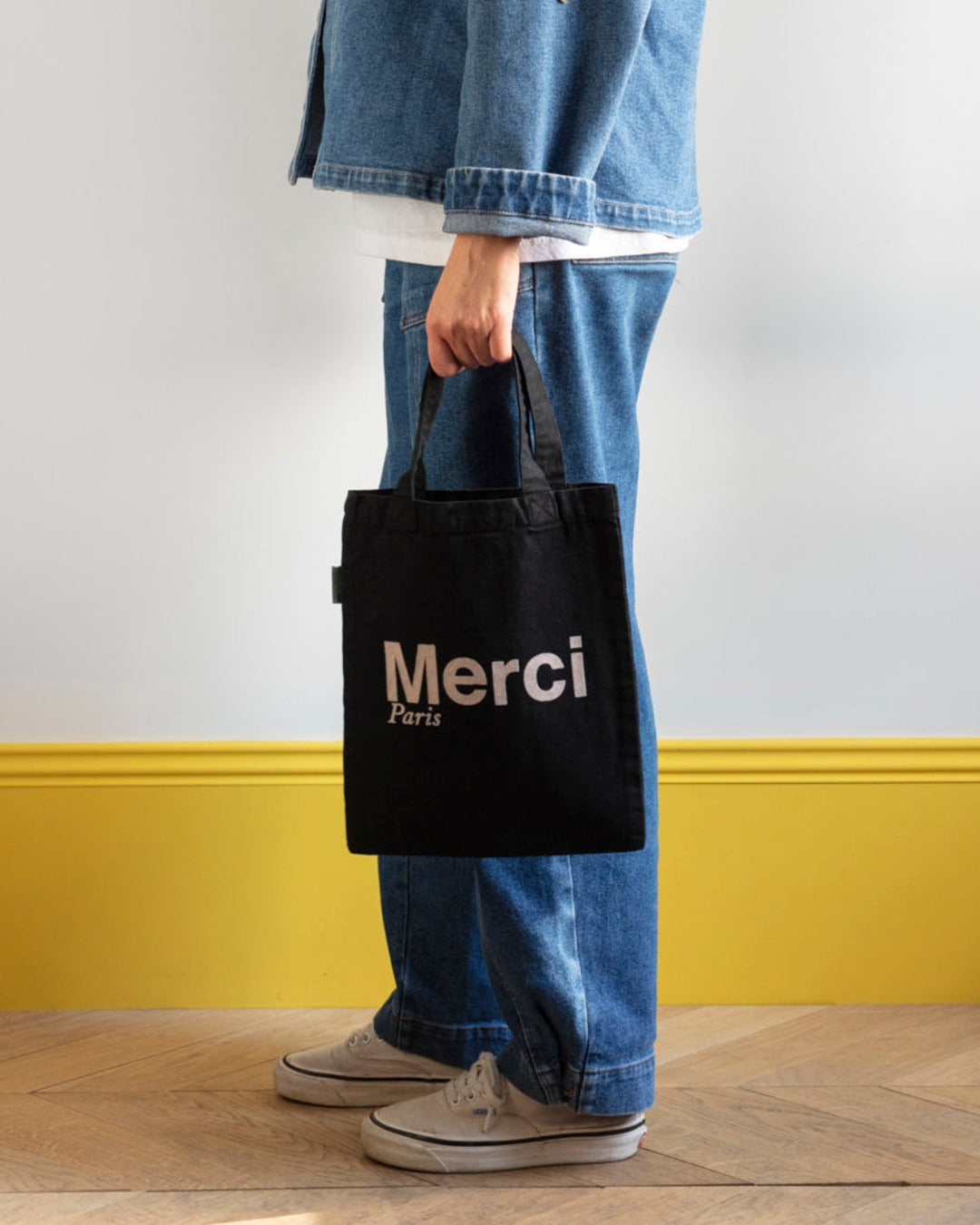 Merci - Cotton Tote Bag - Black & Cream