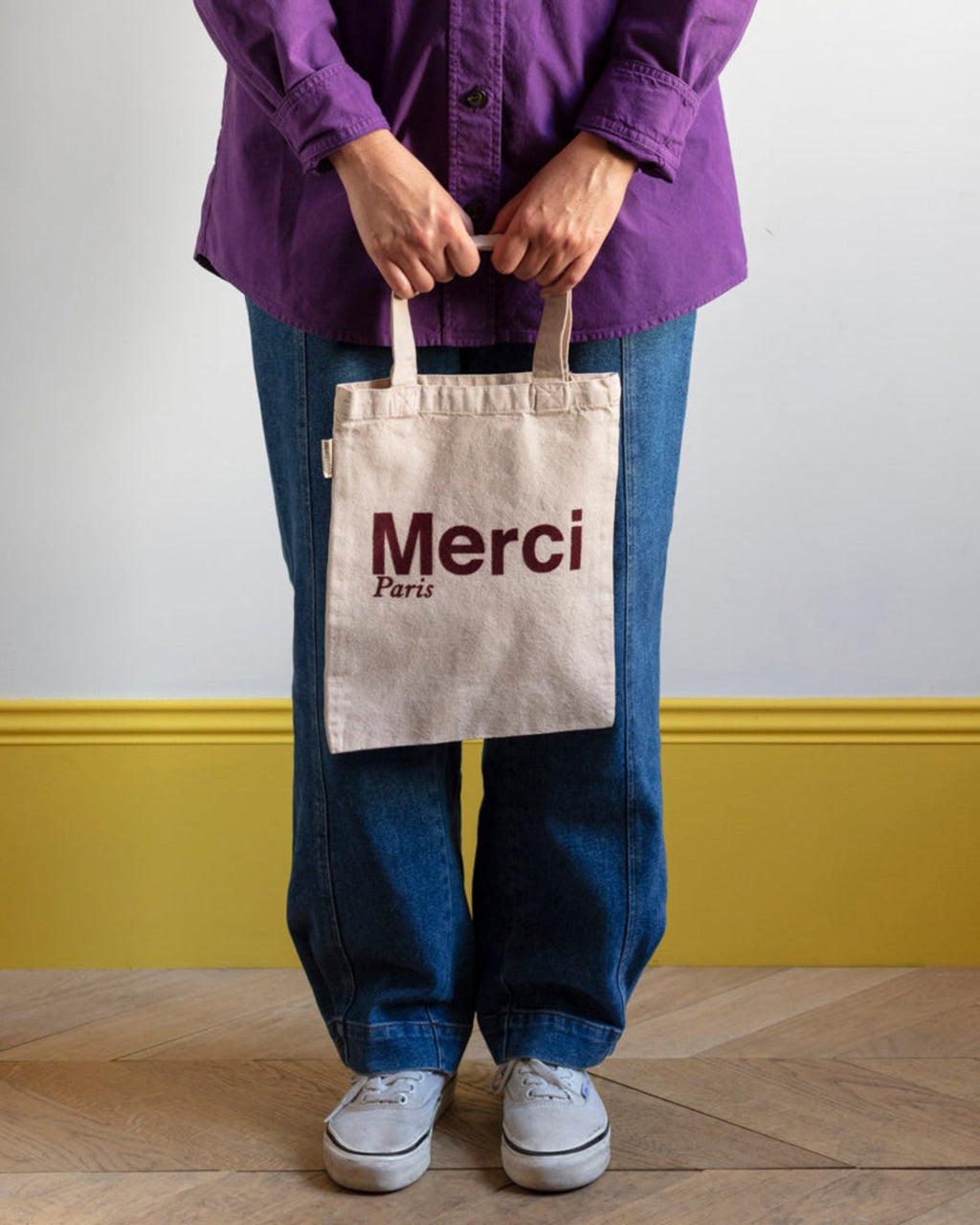 Merci - Tote Bag En Coton - Crème & Bordeaux