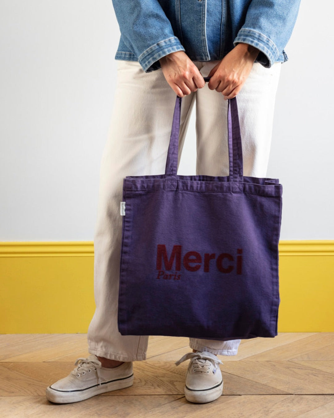 Merci - Cotton Tote Bag - Purple & Burgundy