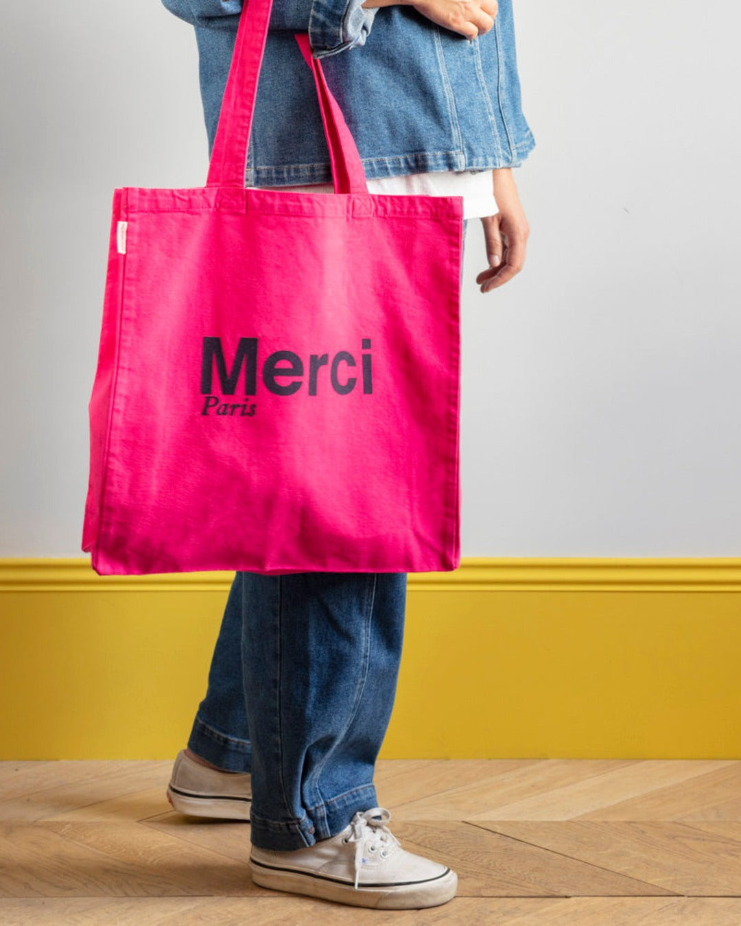Merci - Tote Bag En Coton - Rose & Marine