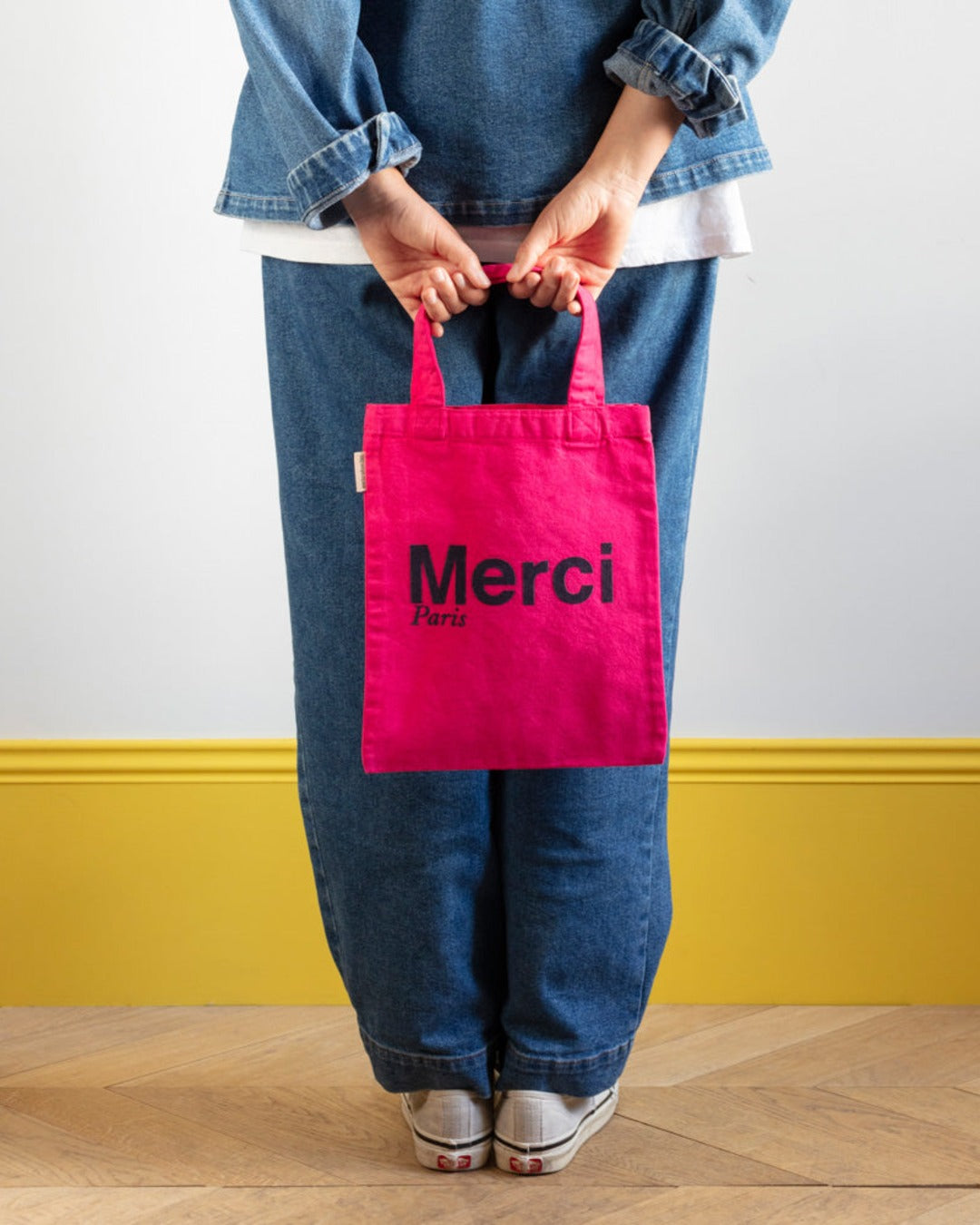 Merci - Tote Bag En Coton - Rose & Marine