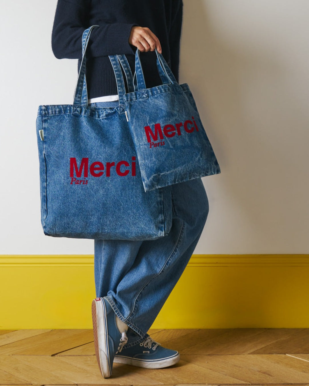 Merci - Tote Bag En Coton - Denim