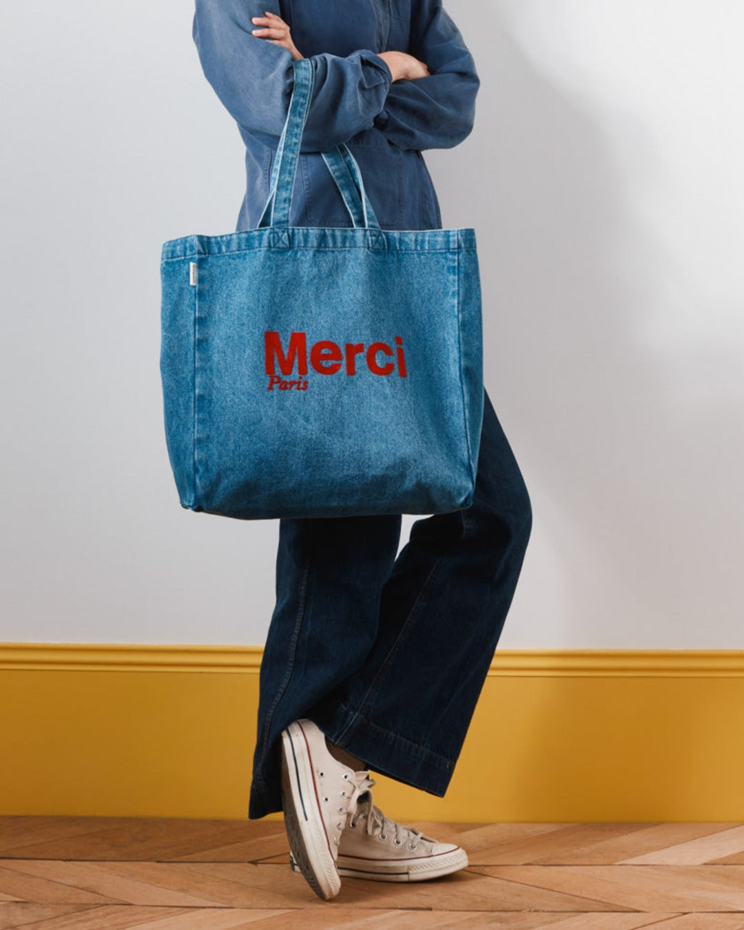 Merci - Tote Bag En Coton - Denim