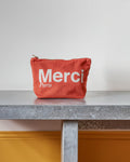 Merci - Pochette En Coton - Terracotta & Blanc