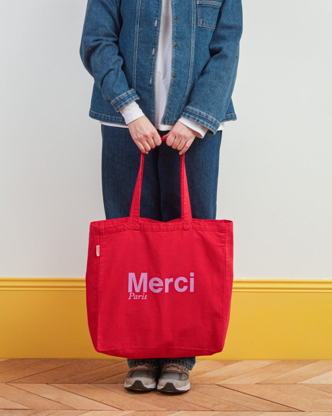 Merci - Tote Bag En Coton - Rouge & Violet