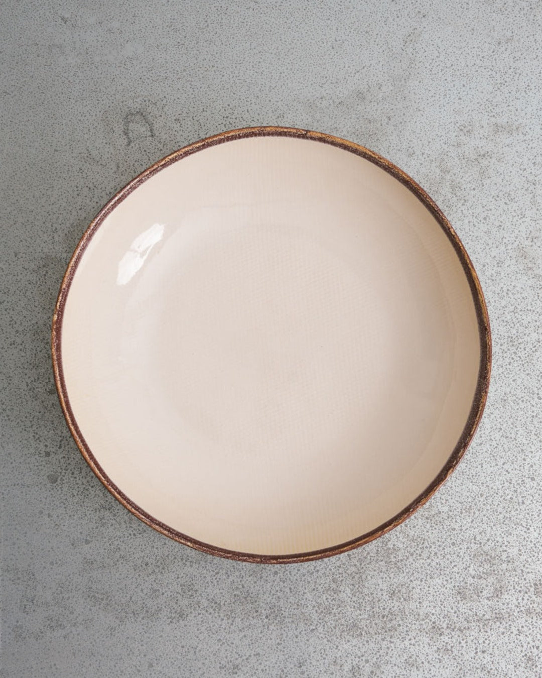 Mos - Assiette Creuse En Grès - Crème & Marron