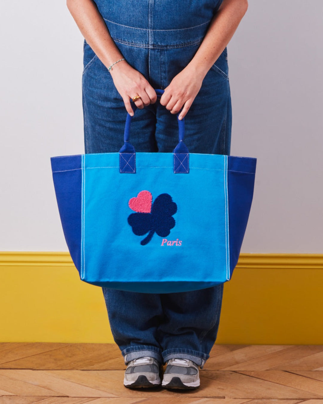 Merci - Clover-Heart Shopping Bag - Blue