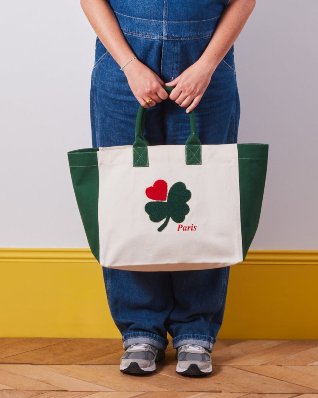 Merci - Clover-Heart Shopping Bag - Green