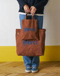 Merci - Tote Bag En Coton - Marron & Marine