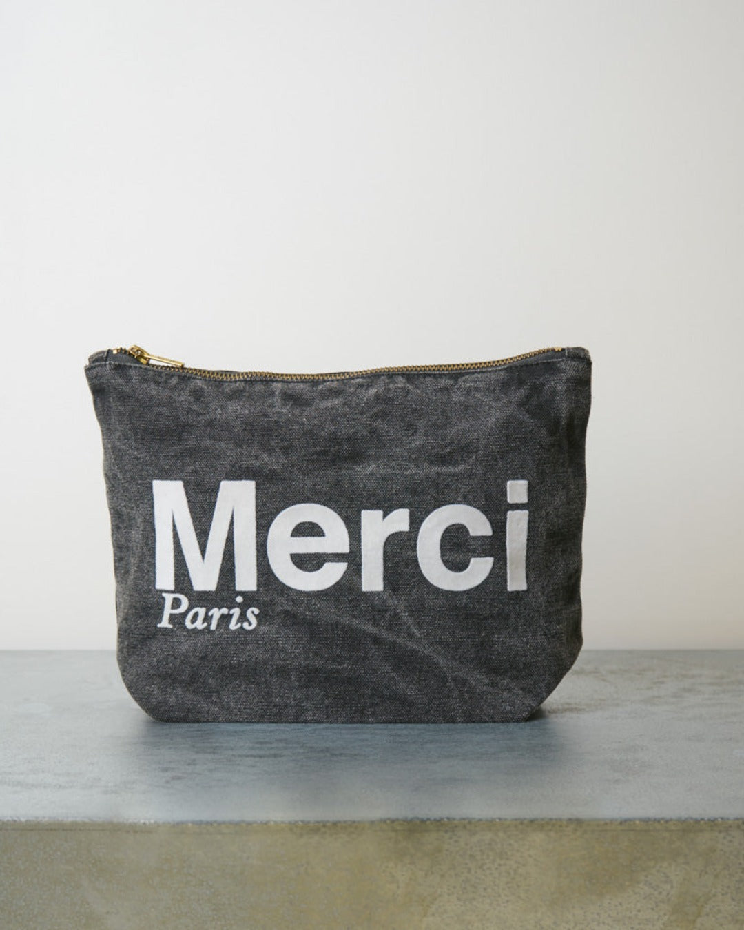 Merci - Pochette En Coton Marble - Noir & Blanc