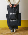 Merci - Tote Bag En Coton - Noir & Argent