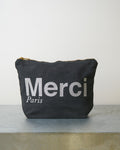 Merci - Pochette En Coton - Noir & Argent