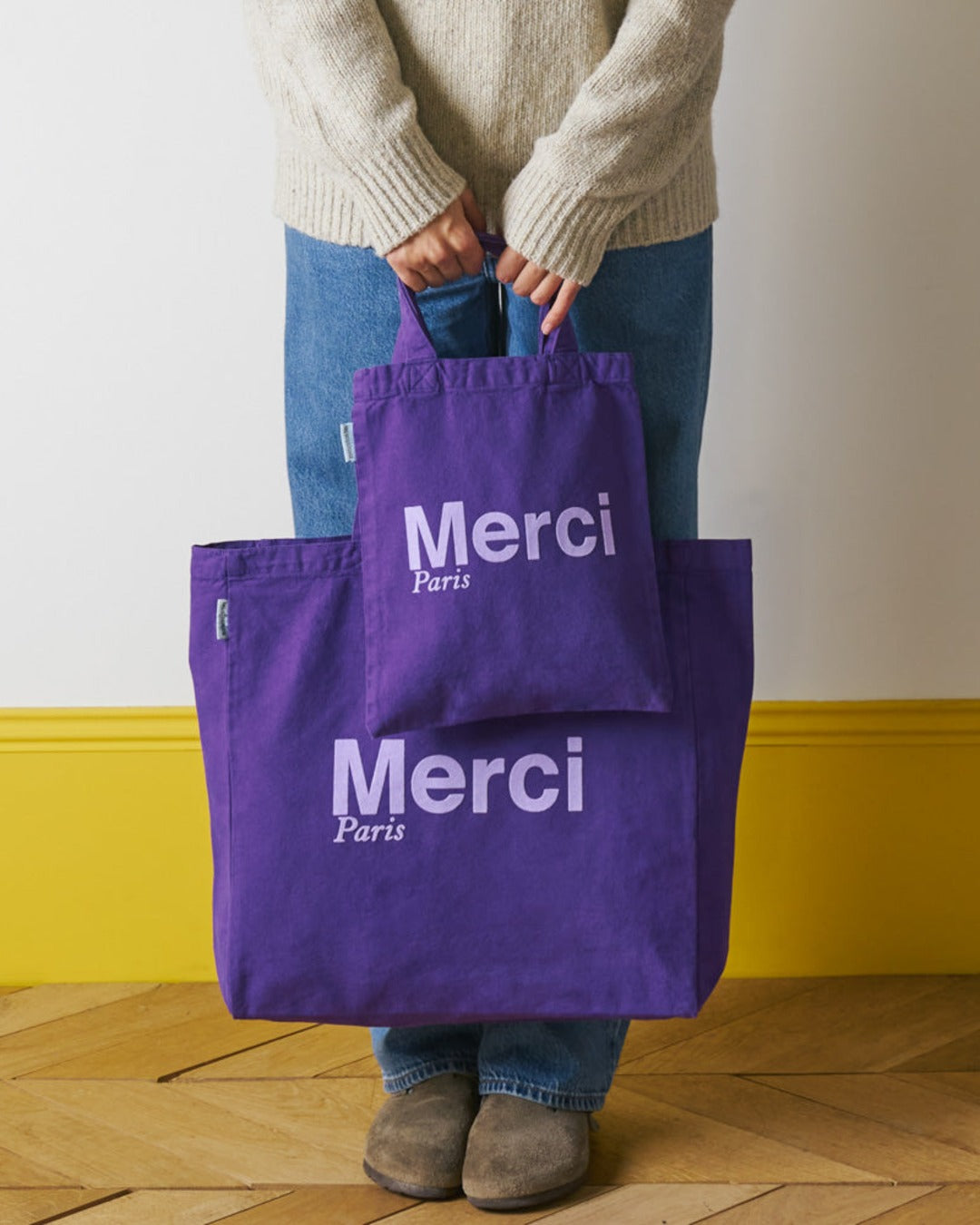 Merci - Tote Bag En Coton - Violet & Lila