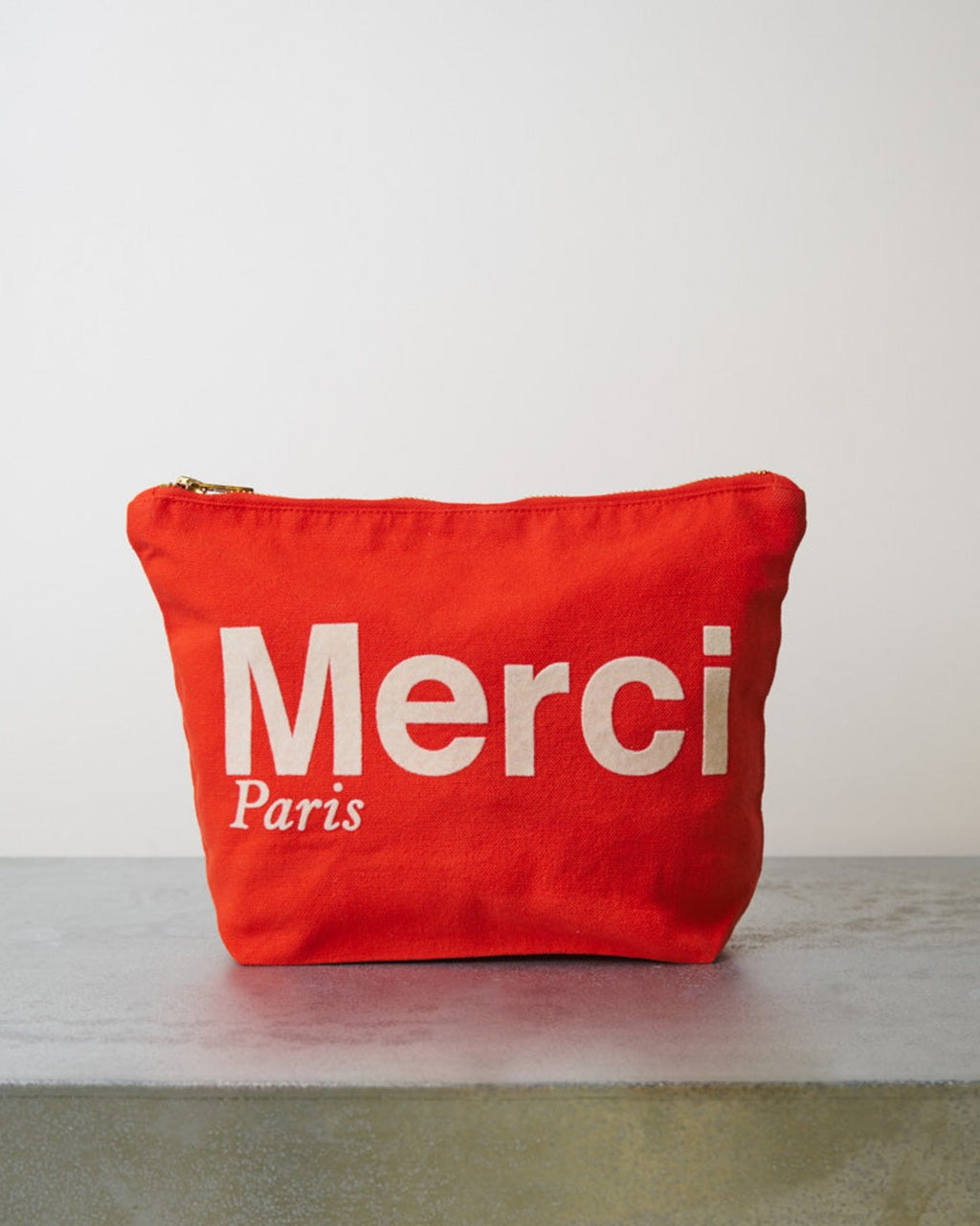 Merci - Pochette En Coton - Rouge & Ecru