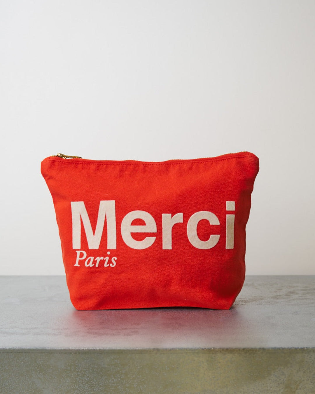 Merci - Pochette En Coton - Rouge & Ecru