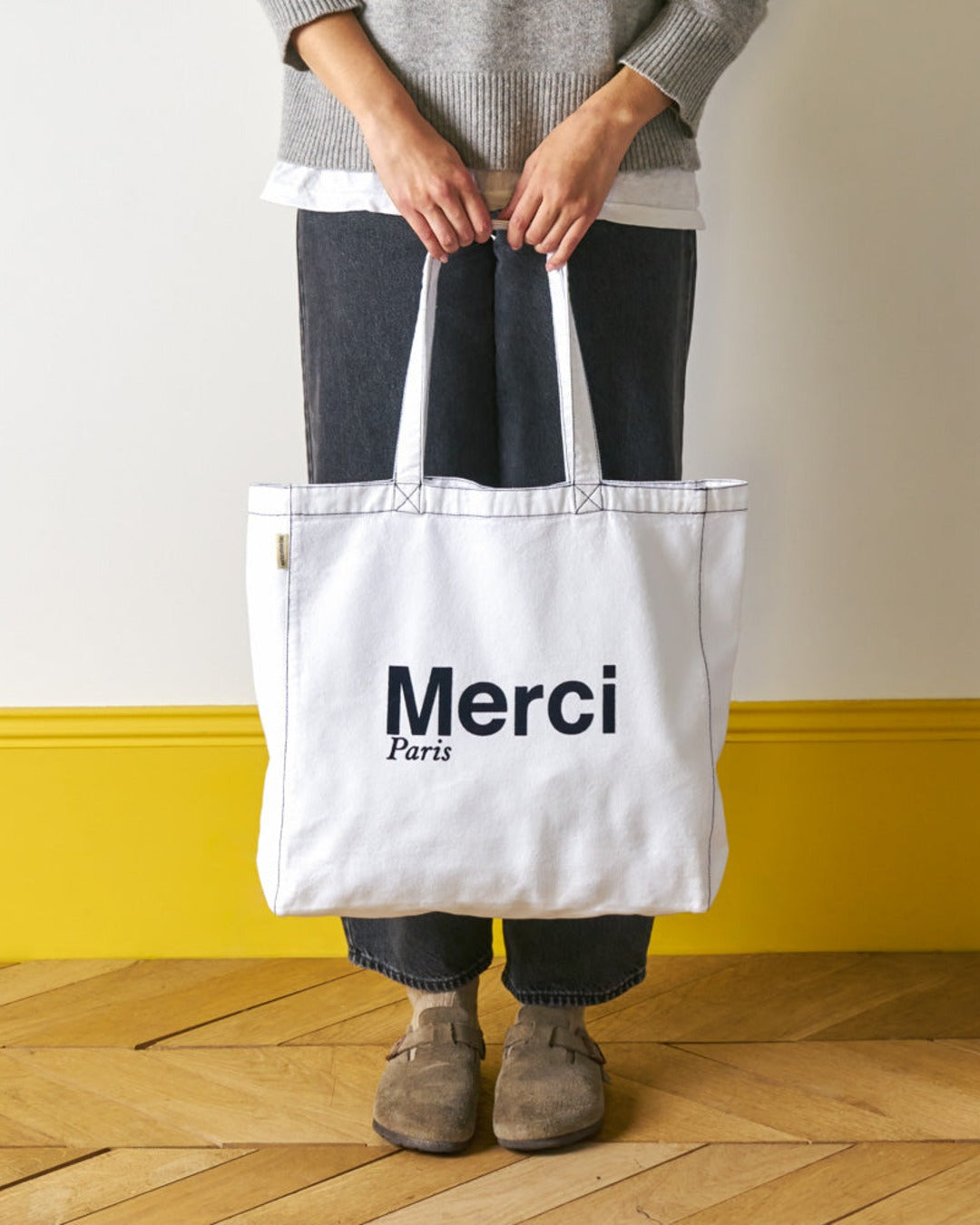 Merci - Tote Bag En Coton Stitch - Blanc