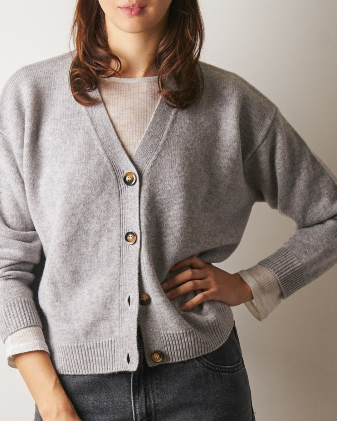 Merci - Gilet Lucia en Laine - Gris