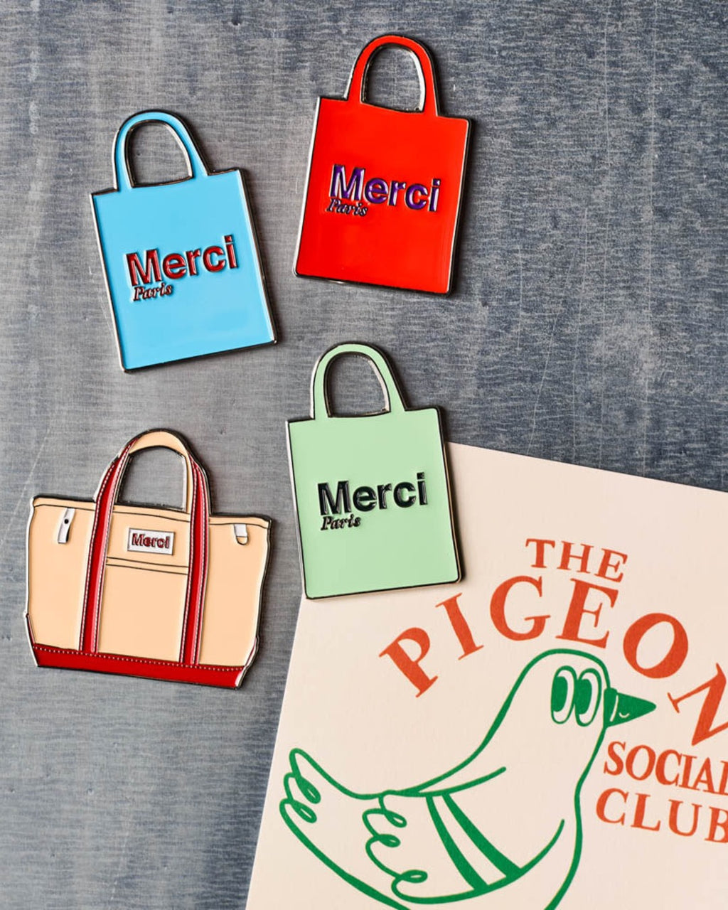 Merci - metal magnet - Green Tote bag