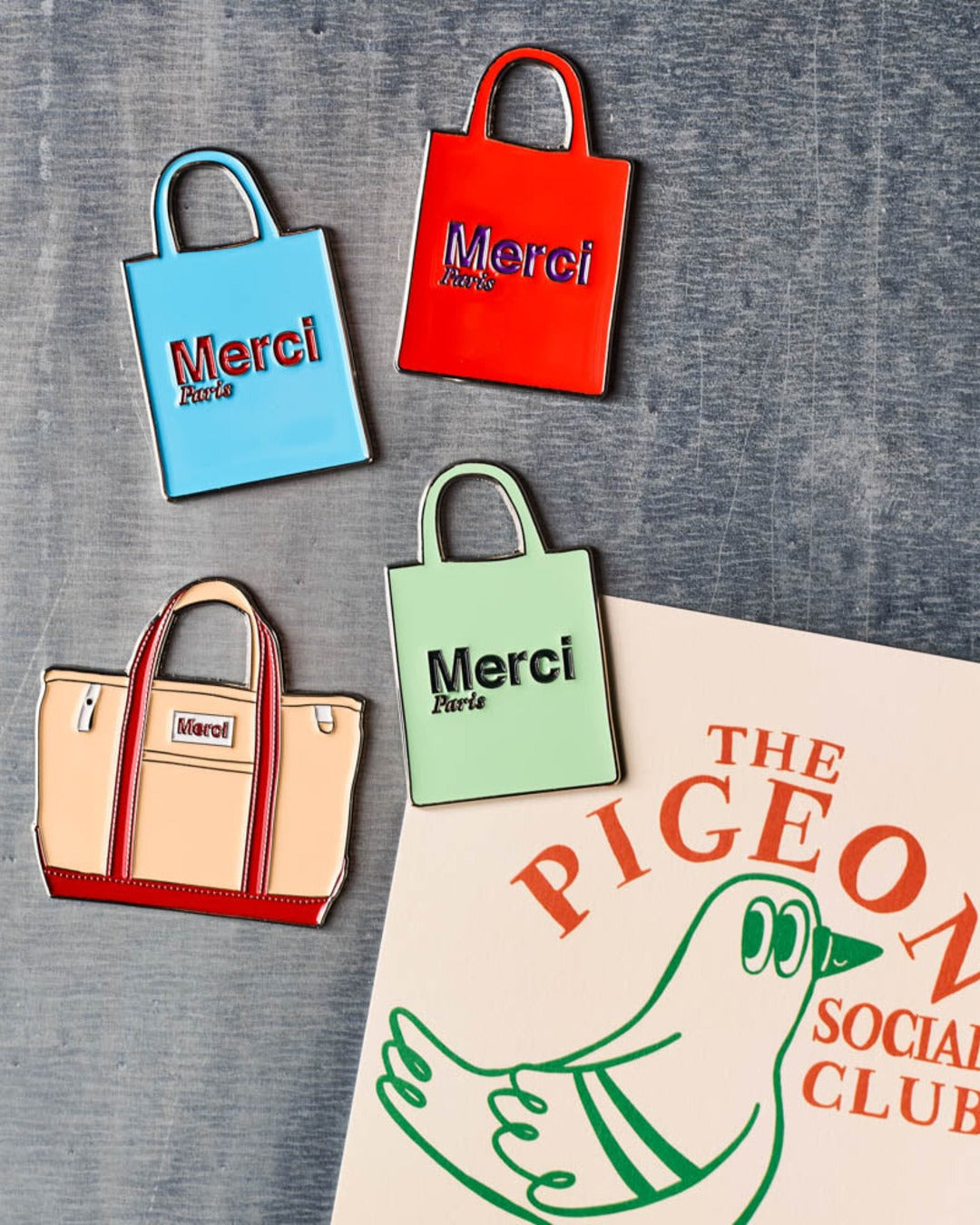 Merci - metal magnet - Green Tote bag