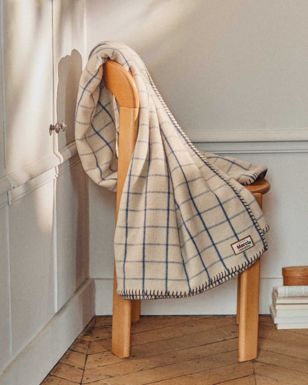 Merci - blanket - Shibori Blue Check