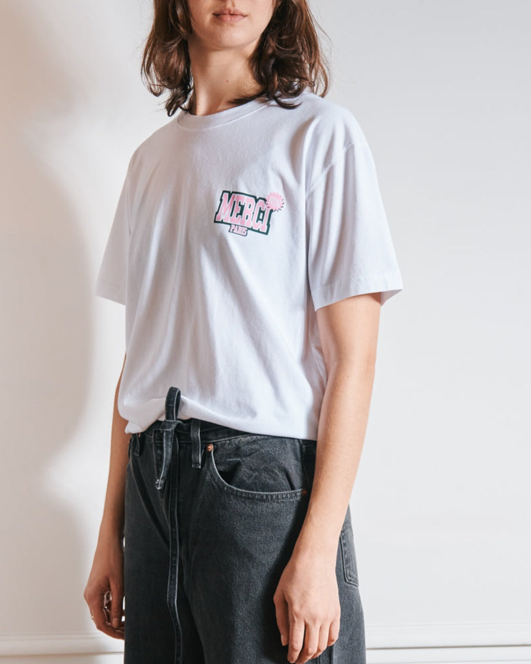 Merci - T-Shirt Enfant Non Merci College - Blanc