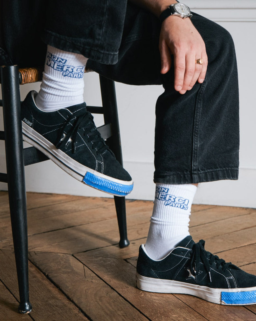 Merci - Non Merci Socks - White/Navy
