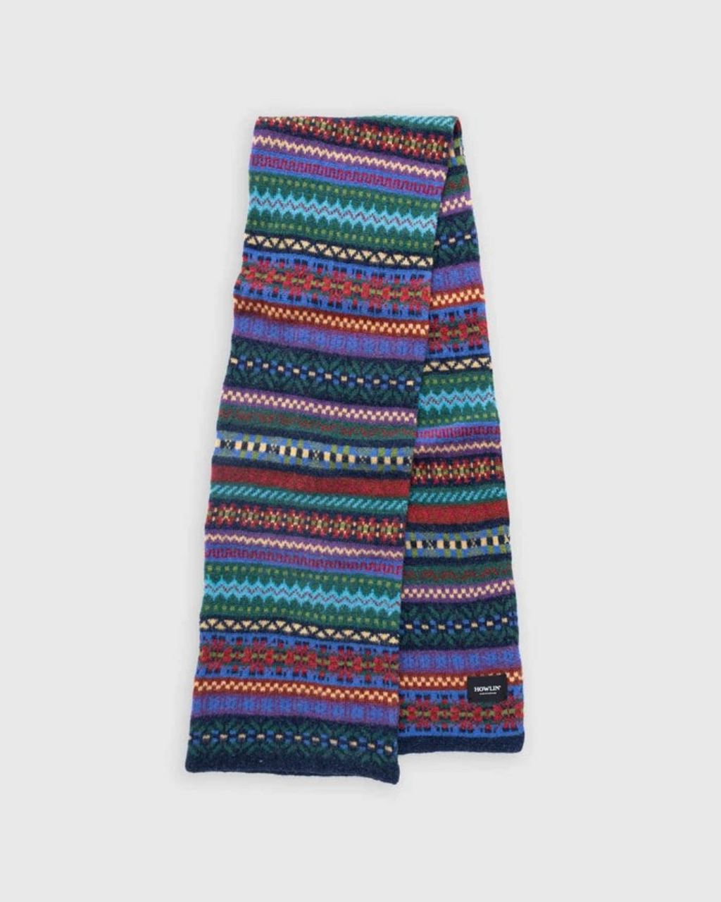 Écharpe Merci Paris Howlin' en laine d'agneau brossée à motifs jacquard Fair Isle multicolores