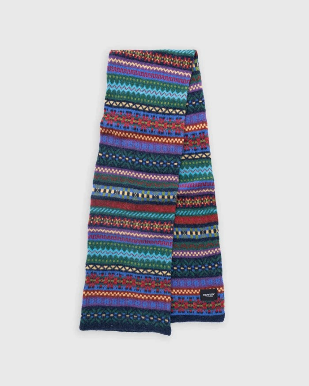 Écharpe Merci Paris Howlin' en laine d'agneau brossée à motifs jacquard Fair Isle multicolores