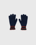 Gants Merci Paris Howlin' en laine d'agneau bleu marine avec maille côtelée et poignets à rayures contrastantes