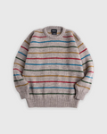 Pull Merci Paris Howlin' Six Blade en laine et mohair gris avec rayures multicolores et coupe oversize