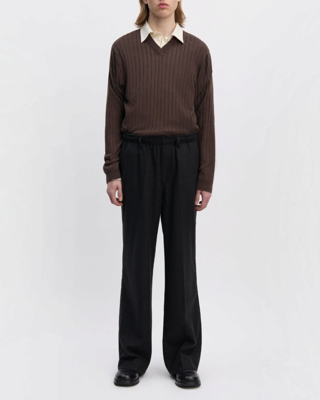 Another Aspect - 6.0 pants - Black with fine stripes