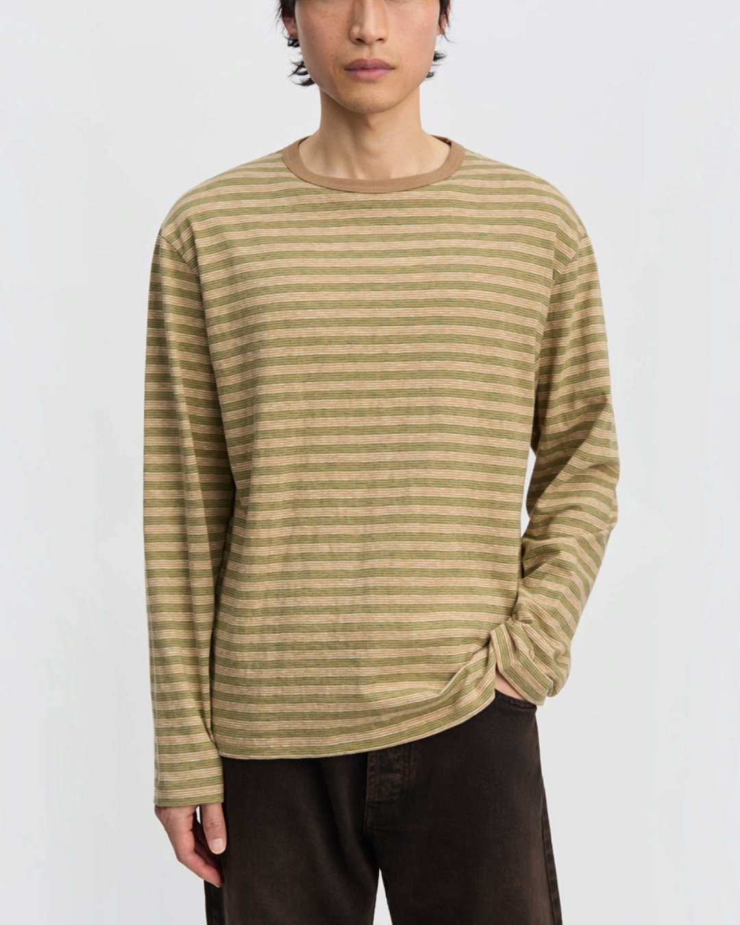 Another Aspect - 3.0 JPN striped t-shirt - Green stripes