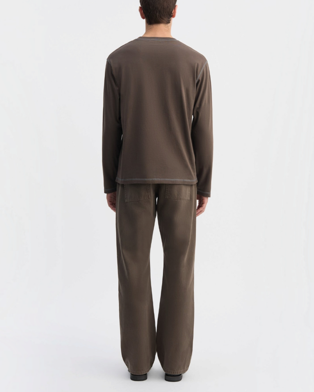 Another Aspect - 3.0 long-sleeved t-shirt - Brown and navy