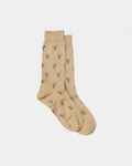 Socks Merci Paris Babaco in yellow lurex mesh with pattern of small bouquets of colorful flowers