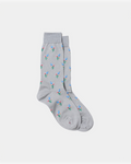 Socks Merci Paris Babaco grey in lurex mesh with pattern of small bouquets of colorful flowers