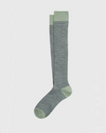Chaussettes longues Merci Paris Ant45 en laine grise avec détails en lurex vert brillant sur le talon et le revers