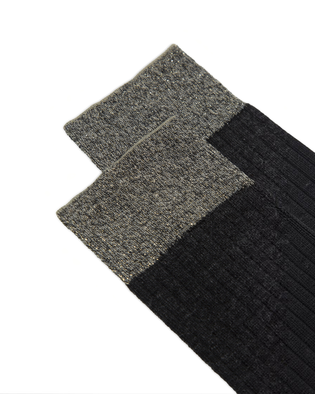 Chaussettes longues Merci Paris Ant45 en laine anthracite avec bordure scintillante en lurex