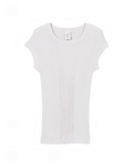 T-shirt blanc Merci Paris Pure Sugar en maille Richelieu tubulaire avec col rond et manches courtes en coton