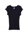 T-shirt noir Merci Paris Pure Sugar en maille Richelieu tubulaire 100% coton avec col rond et manches courtes