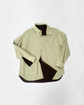 Chemise réversible Merci Paris en coton biologique, coupe oversize, coloris vert doux et marron foncé