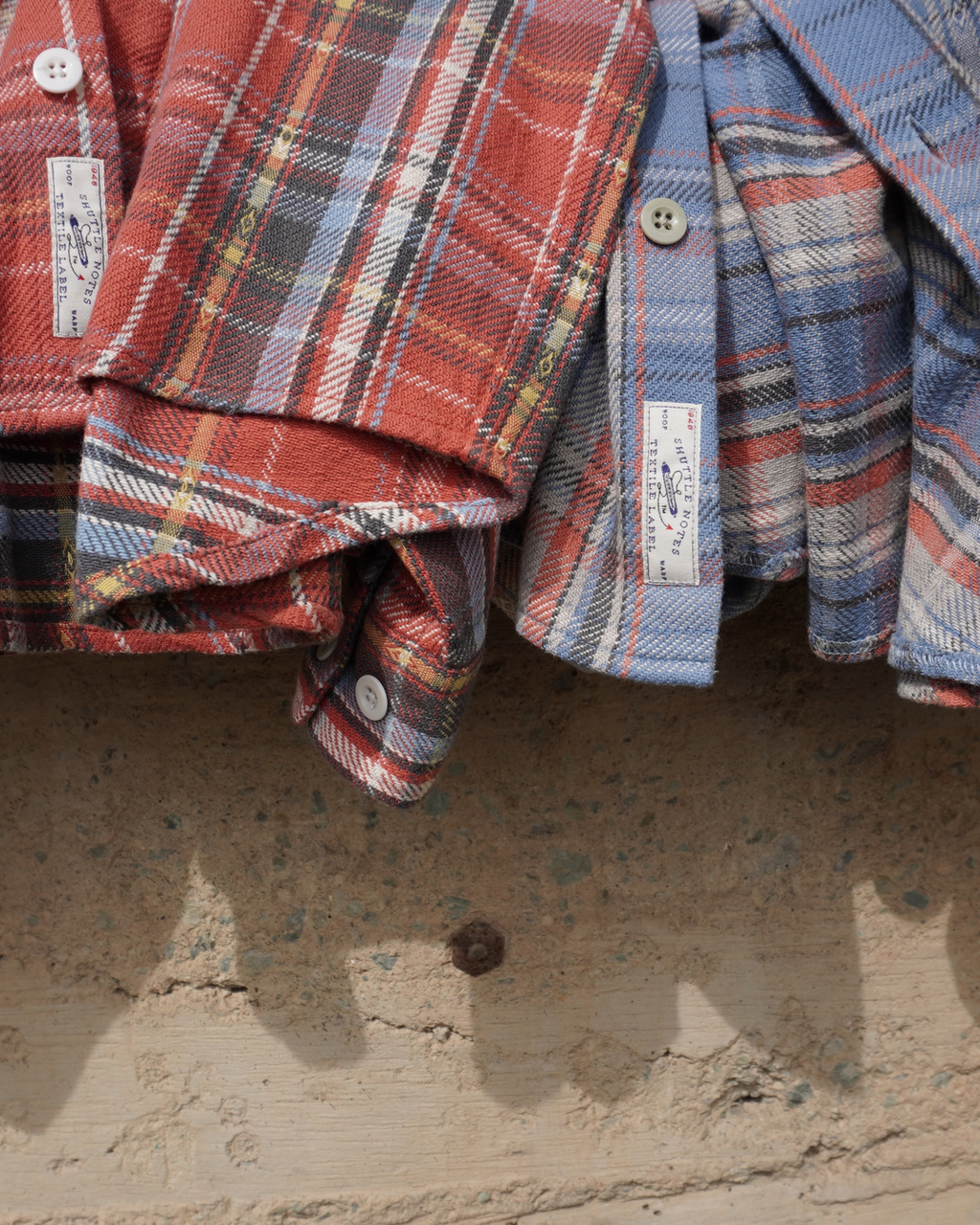 Chemises Merci Paris Dopple & Scent en coton à carreaux tartan vintage dans les tons rouge et bleu