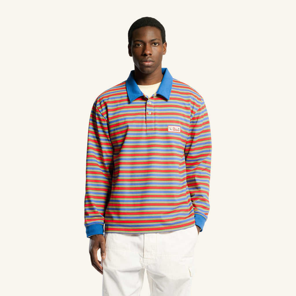 Au Vieux Campeur - Congés Payés - Roger Striped Polo - Green Red & Blue